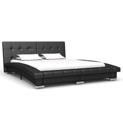 Bed Frame Black faux Leather, Double