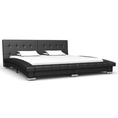 Bed Frame Black faux Leather, Queen