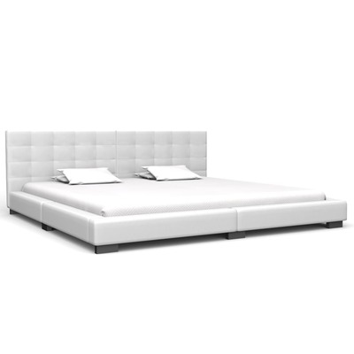 Bed Frame White faux Leather   King