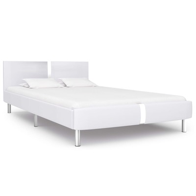 Bed Frame White faux Leather Double