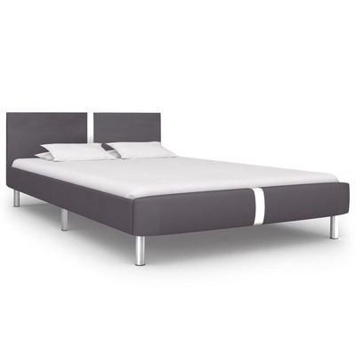 Bed Frame Grey faux Leather Double