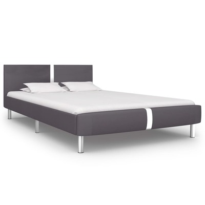 Bed Frame Grey faux Leather Queen