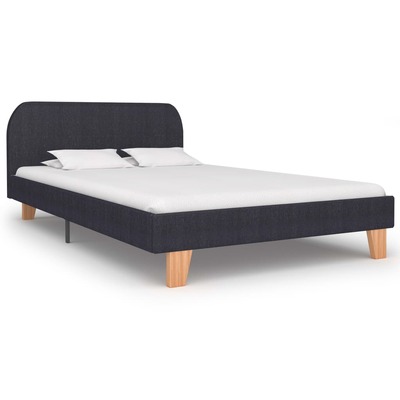 Bed Frame Dark Grey Fabric King Single