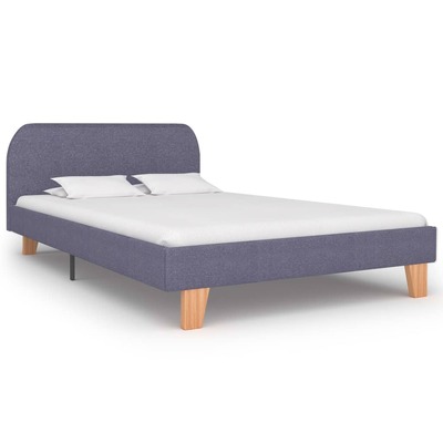 Bed Frame Light Grey Fabric King Single