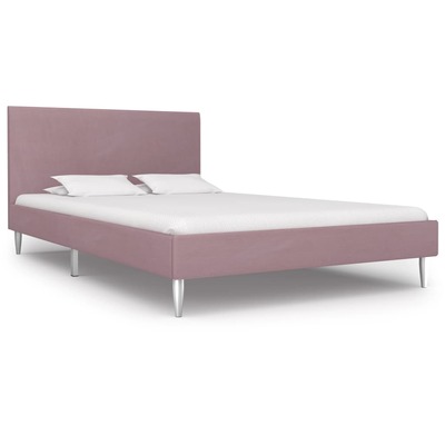 Bed Frame Pink Fabric Queen