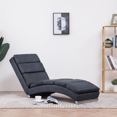 Chaise Longue Grey faux Suede Leather