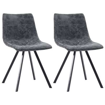 Dining Chairs 2 pcs Black Metal Legs faux Leather
