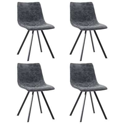 Dining Chairs 4 pcs Black Metal Legs faux Leather