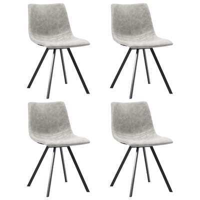 Dining Chairs 4 pcs Light Grey Metal Legs faux Leather