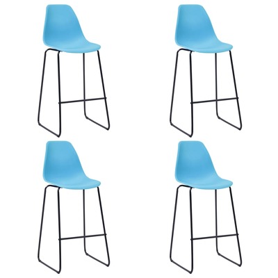 Bar Chairs 4 pcs Blue Plastic