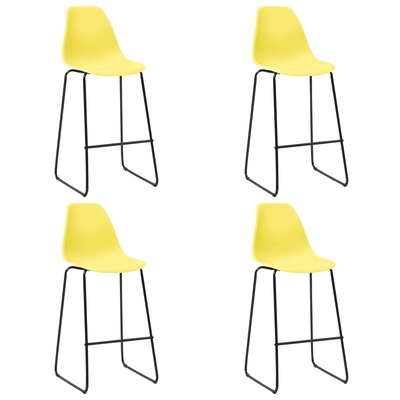 Bar Chairs 4 pcs Yellow Plastic