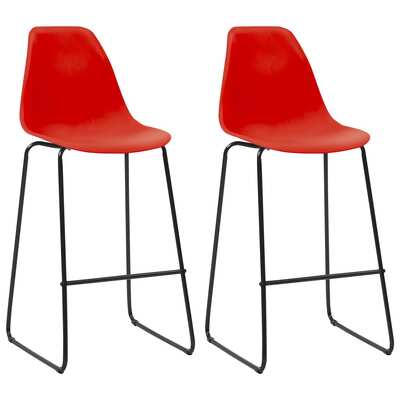 Bar Chairs 2 pcs Red Plastic