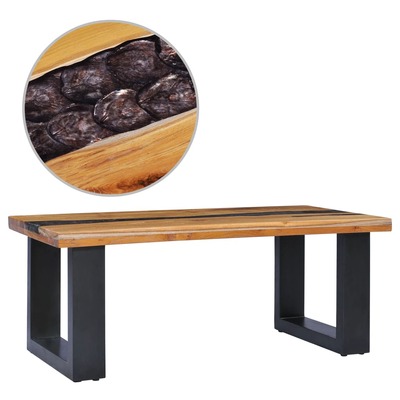 Coffee Table Solid Teak Wood and Polyresin