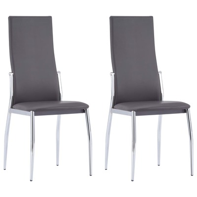 Dining Chairs 2 pcs Grey fauxx Leather