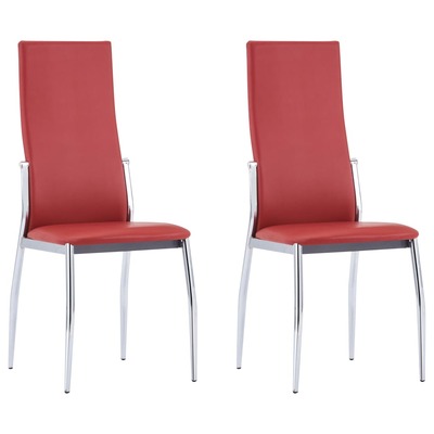 Dining Chairs 2 pcs Comfortable Red faux Leather