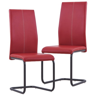 Dining Chairs 2 pcs Red faux Leather