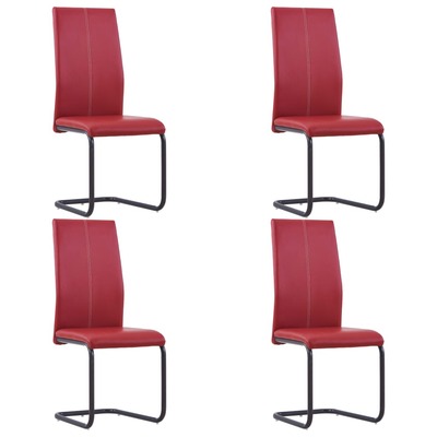 Dining Chairs 4 pcs Red Faux Leather