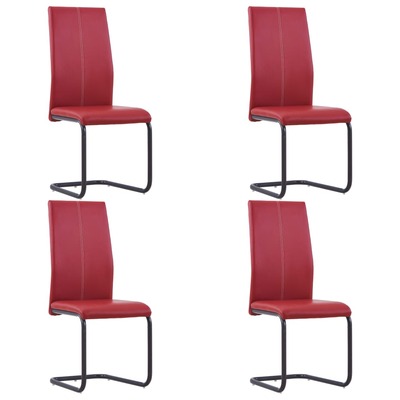 Dining Chairs 4 pcs Red Faux Leather