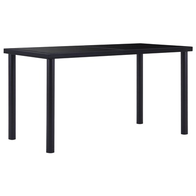 Dining Table Durable Tempered Glass Black