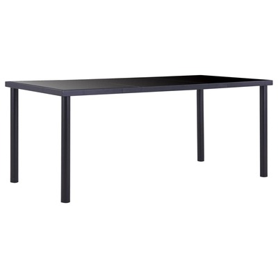 Dining Table Black Metal, Tempered Glass