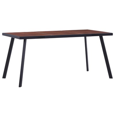 Dining Table Durable Dark Wood and Black MDF