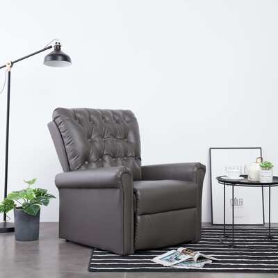 Reclining Chair Grey Faux Leather