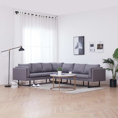 Corner Sofa Light Grey Fabric