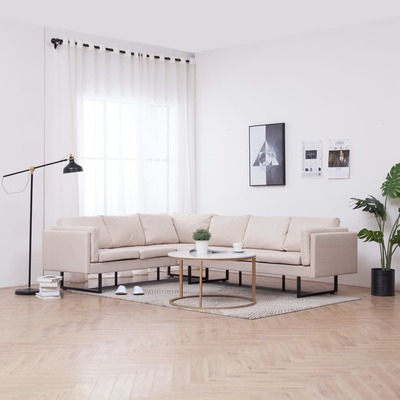 Corner Sofa Cream Fabric