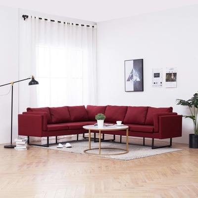 Corner Sofa Red Fabric