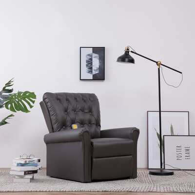 Massage Recliner Chair Grey faux Leather