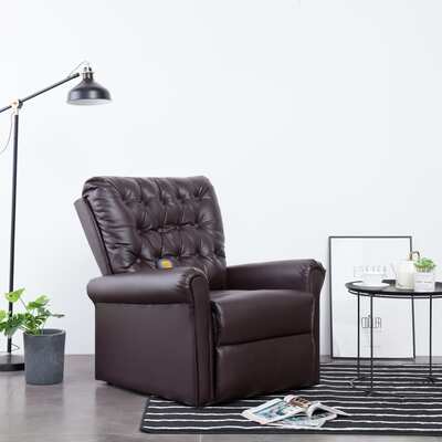 Massage Recliner Chair Brown faux Leather