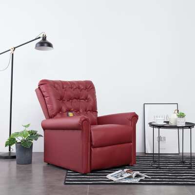 Massage Recliner Chair Wine Red faux Leather