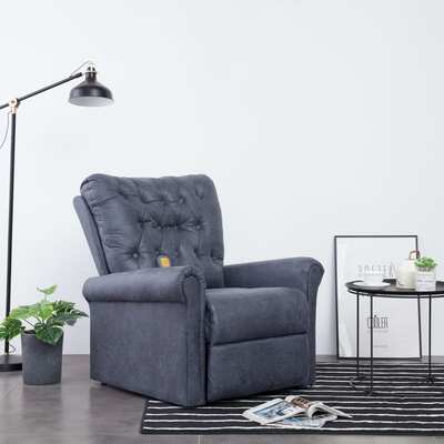 Massage Recliner Chair Grey faux Suede Leather