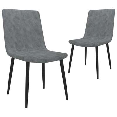 Dining Chairs 2 pcs faux Leather_Grey