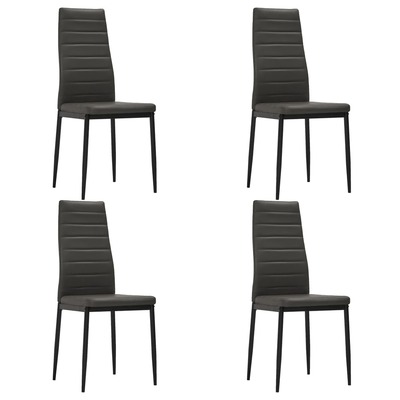 Dining Chairs 4 pcs Grey faux Leather