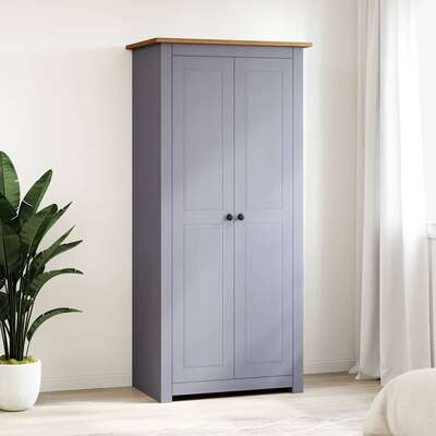 Solid Pine Wood Wardrobe Cabinet Panama Range Clothes Storage with Hanging Rail