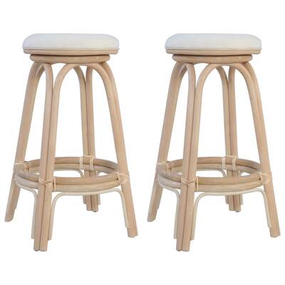 Bar Stools 2 pcs Natural Rattan