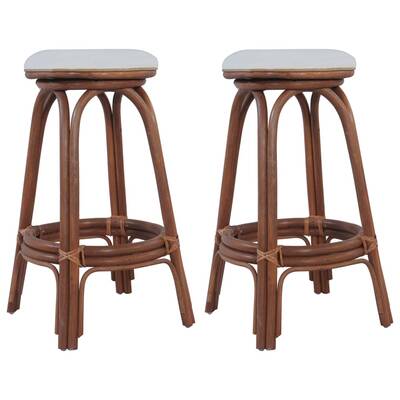 Bar Stools 2 pcs Brown Rattan