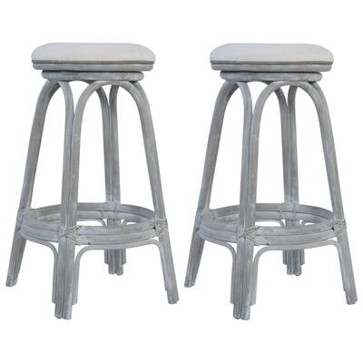Bar Stools 2 pcs Grey Rattan