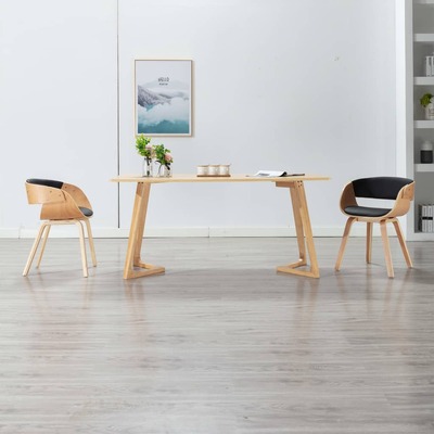 Dining Chair Black Bent Wood and Faux Leather