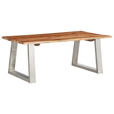 Coffee Table Solid Acacia Wood and Stainless Steel