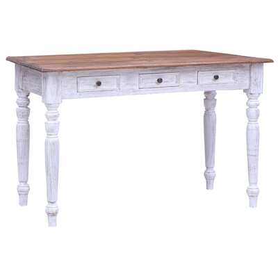 Desk with Drawers White Solid Reclaimed Wood