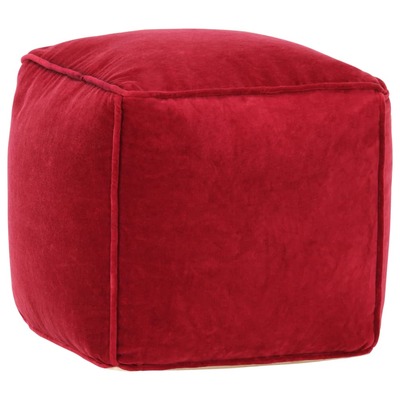 Pouffe Cotton Velvet Ruby Red