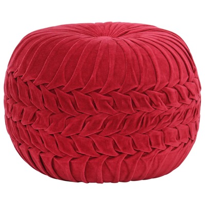 Pouffe Cotton Velvet Smock Design Red