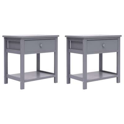 Nightstands 2 pcs Paulownia Wood Grey