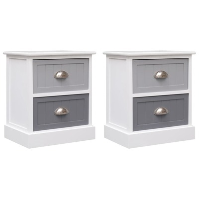 Nightstands 2 pcs Grey Paulownia Wood