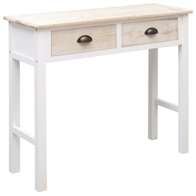 Console Table White and Natural