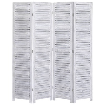 4-Panel Room Divider Grey 140x165 cm Wood