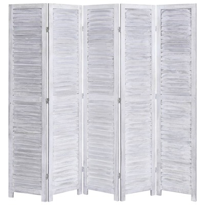 5-Panel Room Divider Grey 175x165 cm Wood