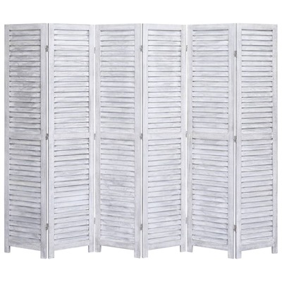 6-Panel Room Divider Grey 210x165 cm Wood